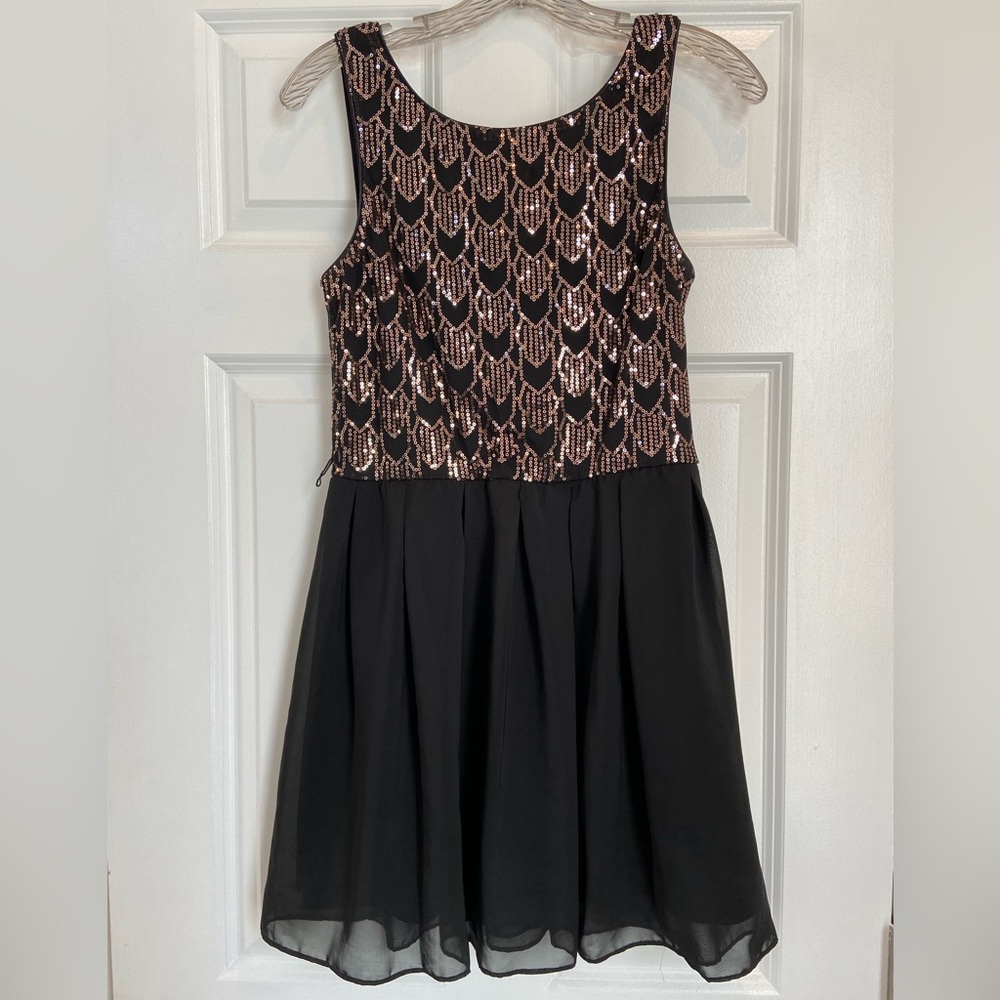 Black and Bronze Sequin Dress